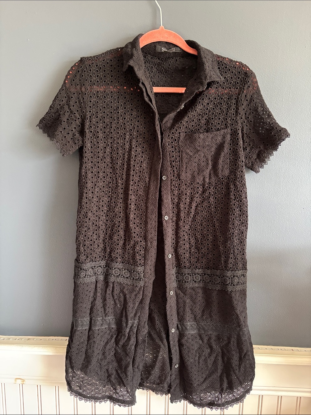 All Saints Black Eyelet Dress